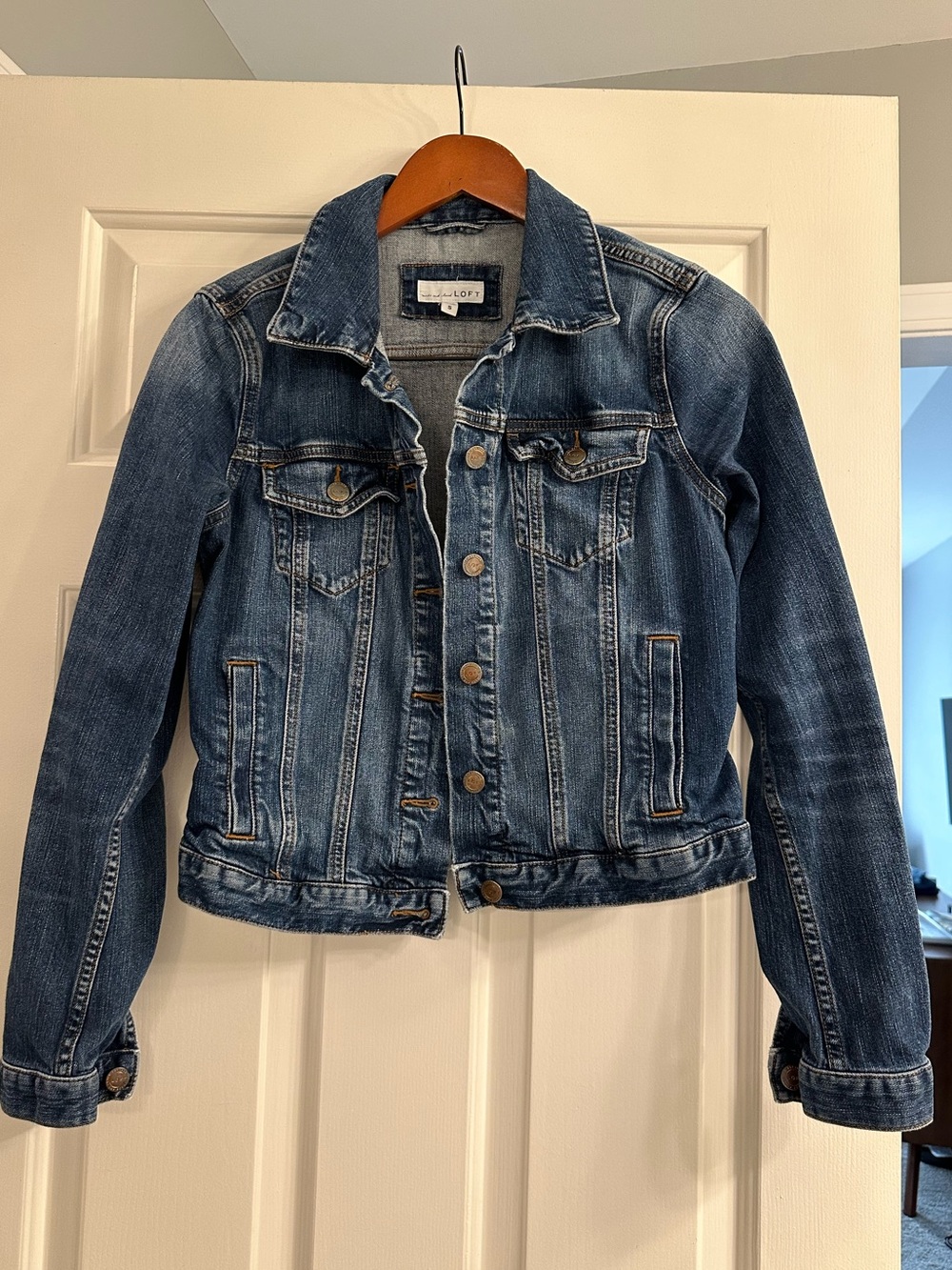 LOFT Medium Blue Denim Trucker Jacket